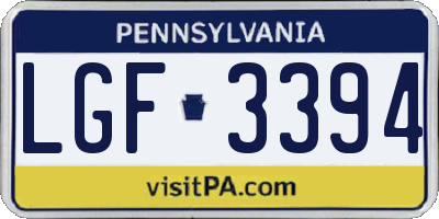PA license plate LGF3394