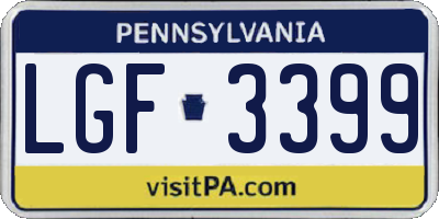 PA license plate LGF3399