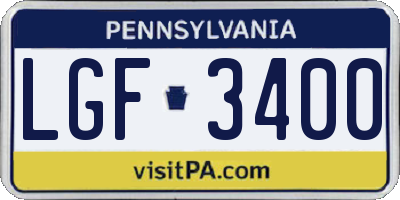 PA license plate LGF3400