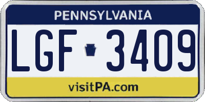 PA license plate LGF3409