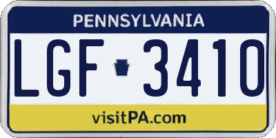 PA license plate LGF3410