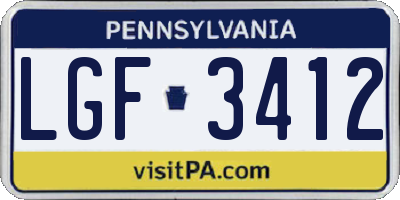 PA license plate LGF3412