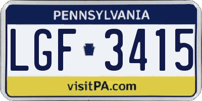 PA license plate LGF3415