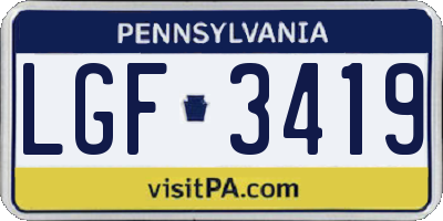 PA license plate LGF3419