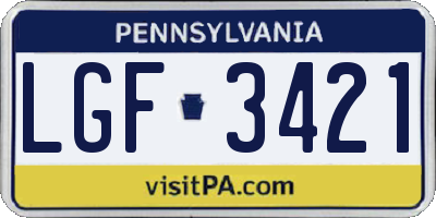 PA license plate LGF3421