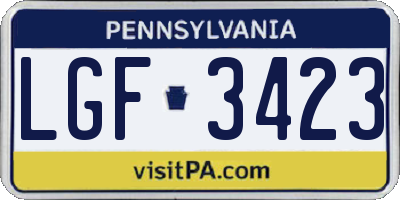 PA license plate LGF3423