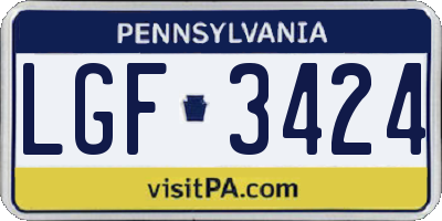PA license plate LGF3424