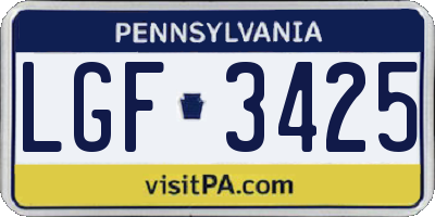 PA license plate LGF3425