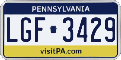 PA license plate LGF3429