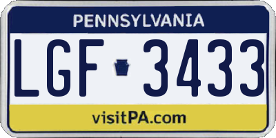 PA license plate LGF3433