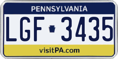 PA license plate LGF3435