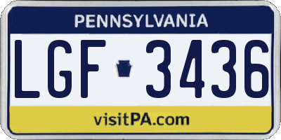 PA license plate LGF3436