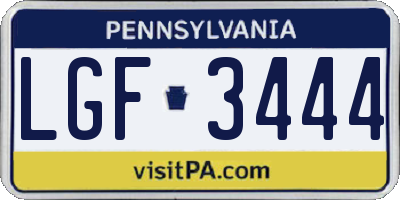 PA license plate LGF3444