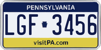PA license plate LGF3456