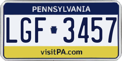 PA license plate LGF3457