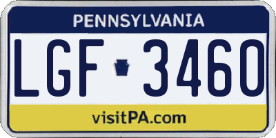 PA license plate LGF3460