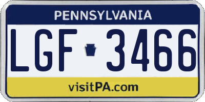 PA license plate LGF3466