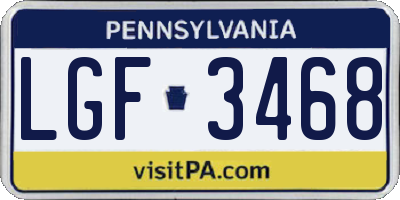 PA license plate LGF3468