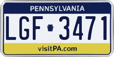 PA license plate LGF3471