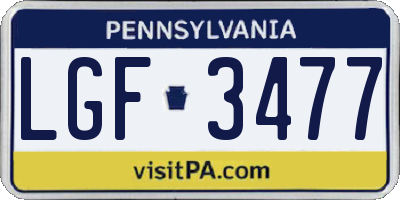 PA license plate LGF3477