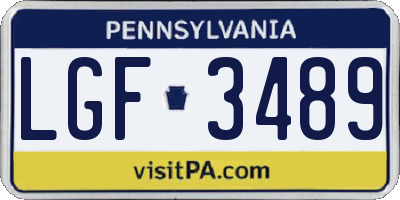 PA license plate LGF3489