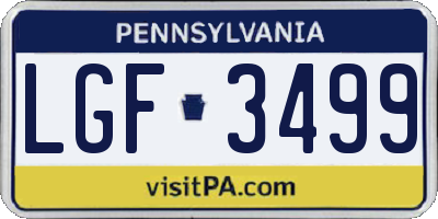 PA license plate LGF3499