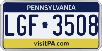 PA license plate LGF3508