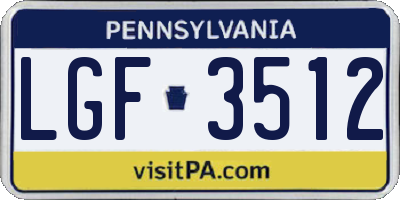 PA license plate LGF3512