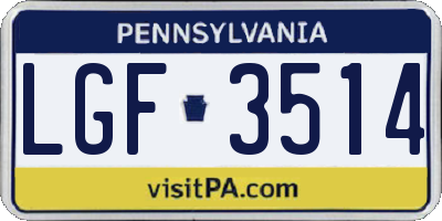 PA license plate LGF3514
