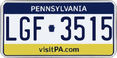 PA license plate LGF3515