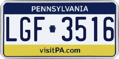 PA license plate LGF3516