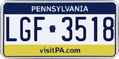PA license plate LGF3518