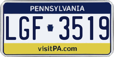 PA license plate LGF3519