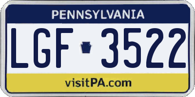 PA license plate LGF3522