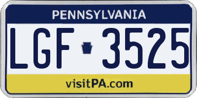 PA license plate LGF3525