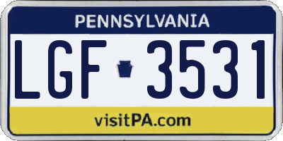 PA license plate LGF3531