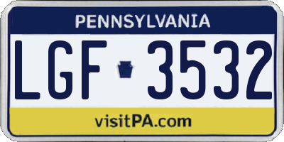 PA license plate LGF3532