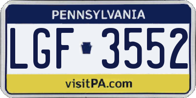 PA license plate LGF3552