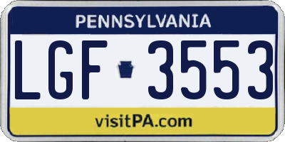 PA license plate LGF3553