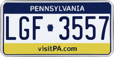 PA license plate LGF3557