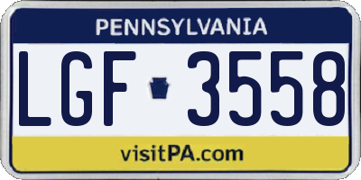 PA license plate LGF3558