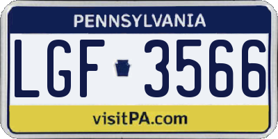 PA license plate LGF3566