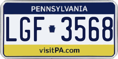 PA license plate LGF3568