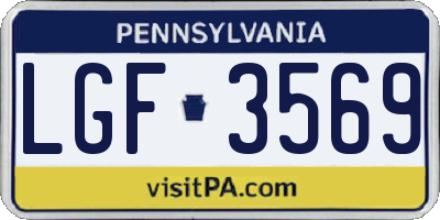 PA license plate LGF3569