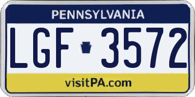 PA license plate LGF3572