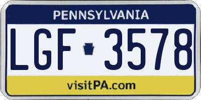 PA license plate LGF3578