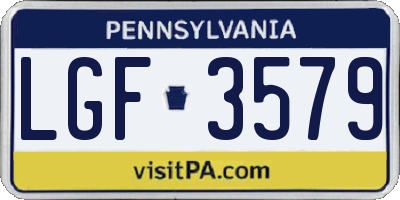 PA license plate LGF3579