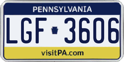 PA license plate LGF3606