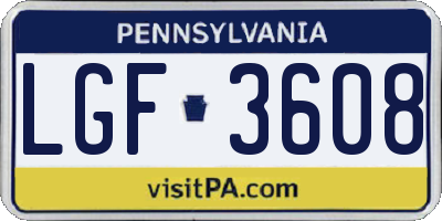 PA license plate LGF3608