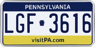 PA license plate LGF3616